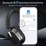 Hybrid Active Noise Cancelling Bluetooth Headphones, Over Ear Wireless Headphones with 120H Playtime, Hi-Res Audio, Deep Bass, Memory Foam Ear Cups for Home Office Travel - Image 9