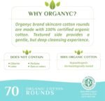 Organyc 100% Organic Cotton Rounds - Biodegradable Cotton, Chemical Free, For Sensitive Skin (70 Count) - Daily Cosmetics. Beauty and Personal Care - Image 2