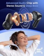 ZIUTY Ear Buds Wireless Earbuds, Bluetooth Headphones 5.4 with 4 ENC Noise Cancelling Mic, 48H Playtime LED Display, IPX7 Waterproof, Deep Bass Stereo Headphones for Sports Workout, Black - Image 3