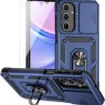 for Samsung Galaxy A16 5G Case with Camera Lens Cover HD Screen Protector, Dual Layer Military-Grade Drop Tested Magnetic Ring Holder Kickstand Protective Phone Case for Samsung Galaxy A16 5G (Navy)
