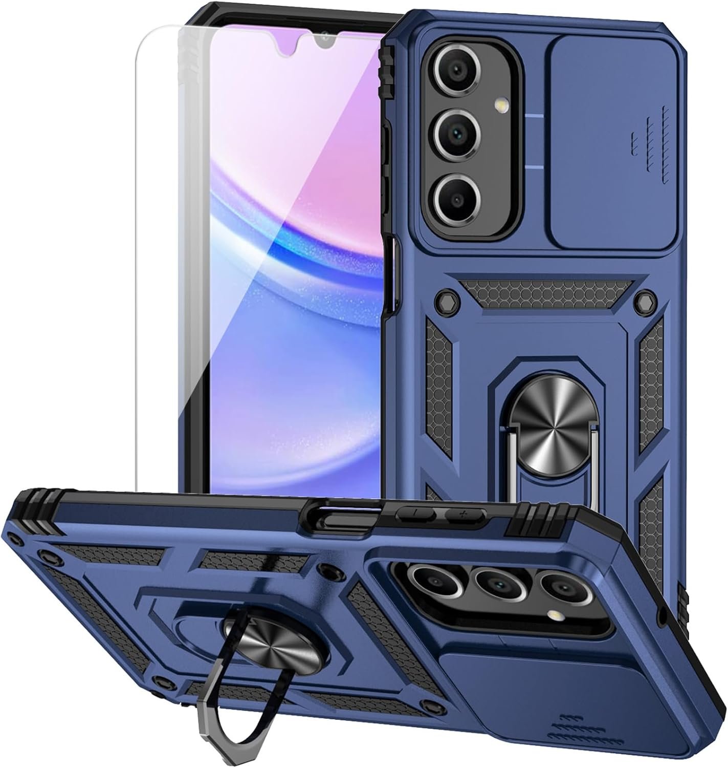 7189ahwx-sL._AC_SL1500_.jpg for Samsung Galaxy A16 5G Case with Camera Lens Cover HD Screen Protector, Dual Layer Military-Grade Drop Tested Magnetic Ring Holder Kickstand Protective Phone Case for Samsung Galaxy A16 5G (Navy) - Image 1