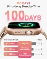 Smart Watches for Women,1.85" HD Smartwatch Fitness Trackers, with 2 Bands | 100+ Sports Mode/1000mAh Battery/Compatible iPhone or Android/Heart Rate/Sleep/Health Monitor/Answer/Make Call - Image 6