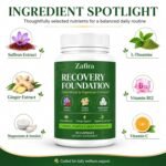 Zafira Organics Recovery Foundation Capsules, Natural Herbal Formula with Saffron Ginger Extract, Magnesium, Zinc, B12 for Digestion, Mood, Hair Support, Non-GMO, 90 Capsules - Image 3