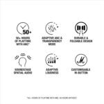 Marshall Milton A.N.C. Wireless On-Ear Headphones - Adaptive Noise Cancellation | 80 Hr Playtime | Microphone for Calls | Durable & Foldable Design for Travel | Spatial Audio - Black - Image 12
