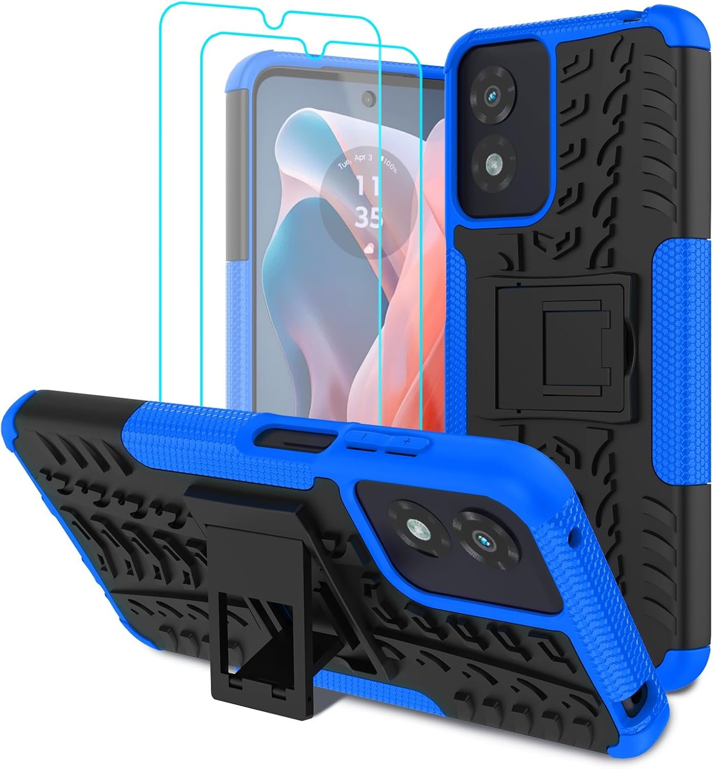 71Bj6h1C0L._AC_SL1500_.jpg for Moto G Play 2024 Case with 2 Pack Screen Protector,Military Grade Shockproof, Heavy Duty Robust Bumper Cover with Kickstand for Motorola G Play 2024 Phone Blue - Image 1