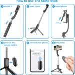 SelfieShow Selfie Stick, Extendable Selfie Stick Tripod with Wireless Remote and Tripod Stand, Portable, Lightweight, Compatible with iPhone 17 16 15 14 13 12 Pro Xs Max/Samsung Smartphone and More - Image 6
