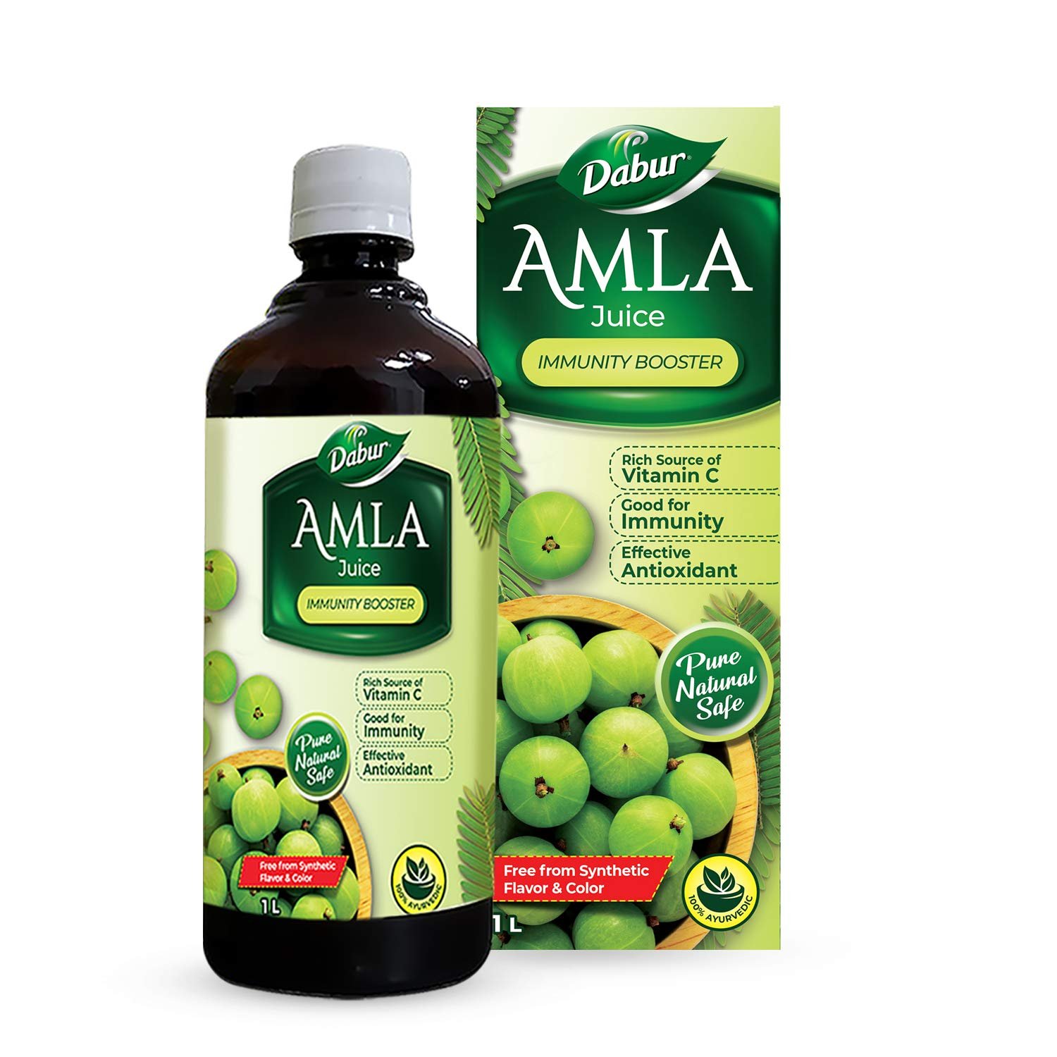 71Dtf-ydPYL._SL1500_.jpg Dabur Amla Juice - Rich Sources of Vitamin C - 100% Ayurvedic Health Juice - 1Ltr - Image 1