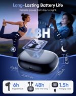 ZIUTY Ear Buds Wireless Earbuds, Bluetooth Headphones 5.4 with 4 ENC Noise Cancelling Mic, 48H Playtime LED Display, IPX7 Waterproof, Deep Bass Stereo Headphones for Sports Workout, Black - Image 4