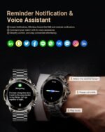 Smart Watch for Men Answer/Make Call for Android iPhone, 1.43" AMOLED HD Screen Mens Luxury Watch, 400mAh Heavy Duty Smartwatch Heart Rate Blood Oxygen Blood Pressure Sleep Monitor Pedometer, 2 Straps - Image 3