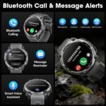 Joautrial Military Smart Watch for Men with GPS, 1.43" AMOLED Bluetooth Call, LED Flashlight, Rugged Tactical Watch for Android iOS, 3ATM Waterproof Fitness Tracker with Heart Rate Pedometer (Black) - Image 5