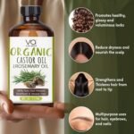Organic Castor Oil with Rosemary Oil 8oz Glass Bottle For Hair Growth | Cold Pressed 100% Pure Rosemary Hair Oil With Pure Castor Oil - Strengthening & Volumizing - VITAL AFFAIR - Image 6