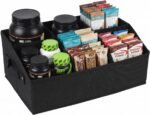 Supplement Storage Organizer, Fabric Vitamin Organizer with Handle, 6 Compartments Fitness Supplement Organizer, Kitchen Pantry Organization for Vitamin, Medicine, Fish Oil, Protein Powder