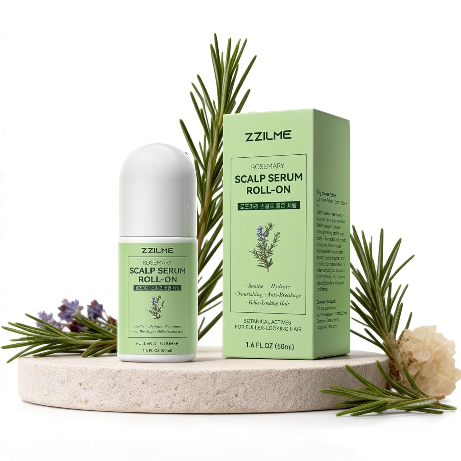 71LKh7m6MsL._SL1500_.jpg Rosemary Hair Growth Serum Roll-On with Caffeine & Niacinamide, Mess-Free Precision Scalp Treatment for Thinning Hair, Targets Hairline & Part, Non-Greasy Leave-In for Fuller-Looking Hair, 1.6 fl oz - Image 1