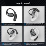 TRAUSI Open Ear Wireless Earbuds Bluetooth Headphones, 80H Playtime Stereo Ear Buds with ENC Noise Cancelling, Fast Charging, IPX7 Waterproof Sports Earphones with Earhook for Running/Workouts Black - Image 4