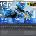 Laptop, 15.6 inch Laptops Computer with Twin Lake N150 Processor(Beat to i3-1115G4, up to 3.6GHz), 16GB RAM 1TB SSD, Metal Shell Laptops, Backlit Keyboard with Fingerprint Unlock Lap Top, Win 11 Pro