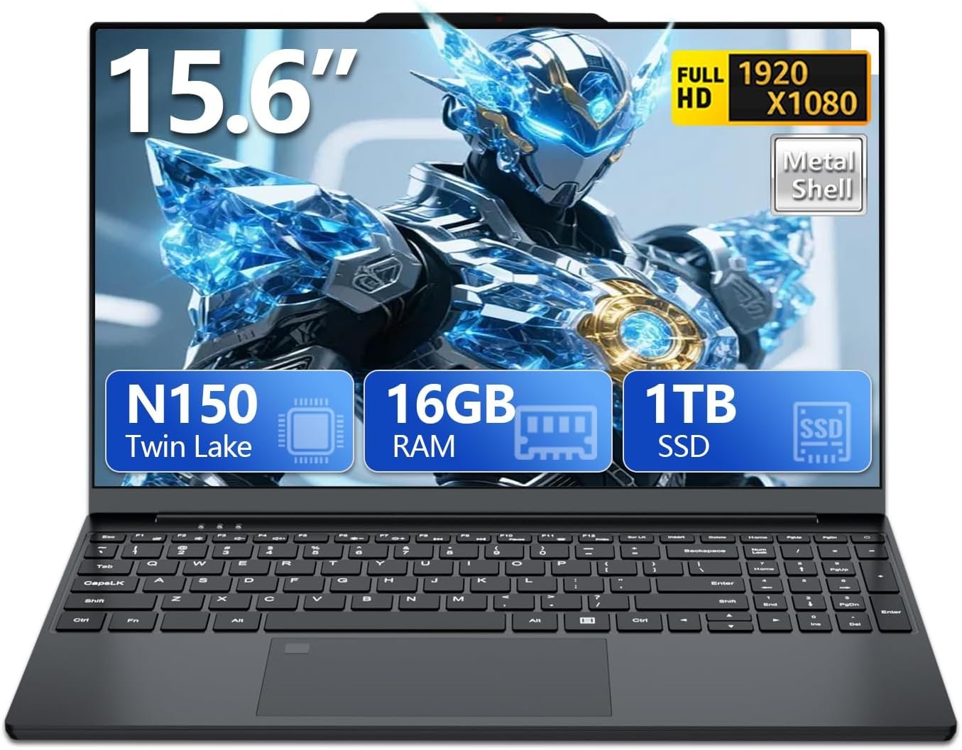 71MT7oz9idL._AC_SL1500_.jpg Laptop, 15.6 inch Laptops Computer with Twin Lake N150 Processor(Beat to i3-1115G4, up to 3.6GHz), 16GB RAM 1TB SSD, Metal Shell Laptops, Backlit Keyboard with Fingerprint Unlock Lap Top, Win 11 Pro - Image 1