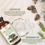Organic Castor Oil with Rosemary Oil 8oz Glass Bottle For Hair Growth | Cold Pressed 100% Pure Rosemary Hair Oil With Pure Castor Oil - Strengthening & Volumizing - VITAL AFFAIR - Image 4