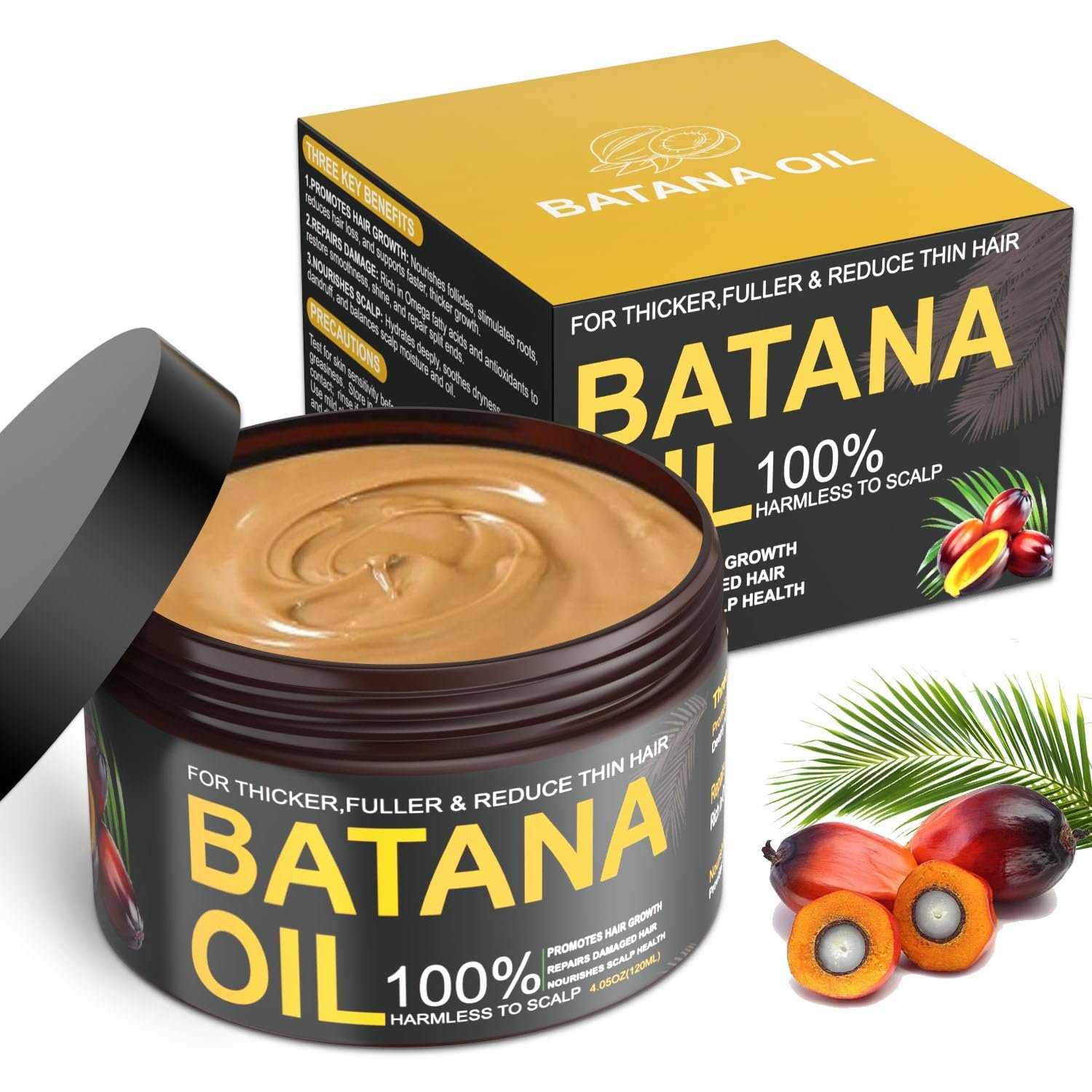 71O4jVNtF3L._SL1500_.jpg Batana Oil for Hair Growth, 100% Natural Pure Batana Oil Paste from Dr. Sebi Honduras, Prevents Hair Loss, Enhances Thickness, Organic Raw Scalp Mask for Women & Men (4.05 Oz) - Image 1