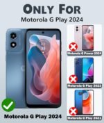 for Moto G Play 2024 Case with 2 Pack Screen Protector,Military Grade Shockproof, Heavy Duty Robust Bumper Cover with Kickstand for Motorola G Play 2024 Phone Blue - Image 2