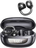 SUPERONE Clip-On Earbuds with Air Cushion, Comfort & Secure Fit Open Earbuds with Digital Display, Wireless Bluetooth 6.0, 42H Playtime, Robust Bass, Clear Call, Sweatproof for Running Cycling Workout