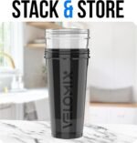 VELOMIX 2 Pack 28oz Protein Shaker Bottle for Protein Mixes, Black/Transpar | 2x Wire Whisk, Leak Proof Shaker Cups for Protein Shakes, Stackable, Dishwasher safe, BPA free, Pre Workout and Fitness ready - Image 6
