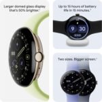 Google Pixel Watch 4 (41mm) - Android - 2 Years of Data- Heart Rate,Sleep & Fitness Tracking -30-Hour Battery -Polished Silver Aluminum Case - Iris Active Band - LTE (2025) -Google Pixel Watch app - Image 3