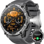 Joautrial Military Smart Watch for Men with GPS, 1.43" AMOLED Bluetooth Call, LED Flashlight, Rugged Tactical Watch for Android iOS, 3ATM Waterproof Fitness Tracker with Heart Rate Pedometer (Black)