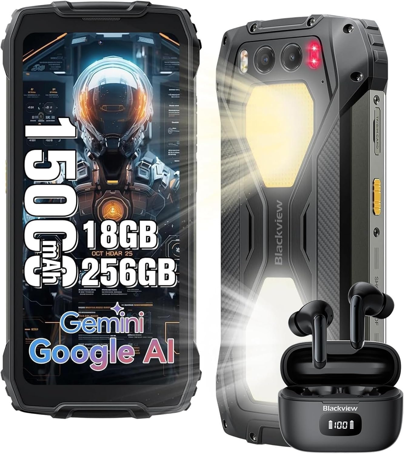 71Zxc-k9gVL._AC_SL1500_.jpg Blackview BV7300 Rugged Phone, 15000mAh/45W, Dual 800LM Camping Light, Night Vision Camera, 18GB+256GB/2TB Rugged Smartphone Unlocked Gemini AI, 50MP+32MP+20MP, 6.67" 90Hz, Android 14/Glove Mode/NFC - Image 1