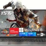 2026 AMD Gaming Laptop with Ryzen 7 5700U Processor(8C/16T, Up to 4.3GHz), 15.6" Display Gaming Computer, AMD Radeon™ Graphics, 16GB RAM 512GB NVMe SSD, BK, WiFi 6, HDMI, Type-C, Webcam Cover Slide