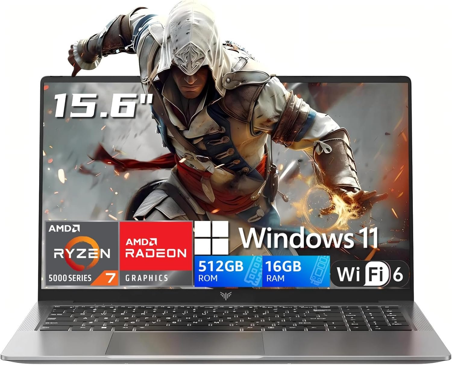 71bdK7ogblL._AC_SL1500_.jpg 2026 AMD Gaming Laptop with Ryzen 7 5700U Processor(8C/16T, Up to 4.3GHz), 15.6" Display Gaming Computer, AMD Radeon™ Graphics, 16GB RAM 512GB NVMe SSD, BK, WiFi 6, HDMI, Type-C, Webcam Cover Slide - Image 1