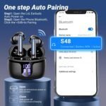 Wireless Earbuds, Bluetooth 5.4 AOVOCE Headphones with ENC Noise Cancelling Mic, LED Display 48H Playtime, IPX7 Waterproof in-Ear Bluetooth Earbuds for Sports Work Phone Laptop, for iOS Android, Black - Image 3