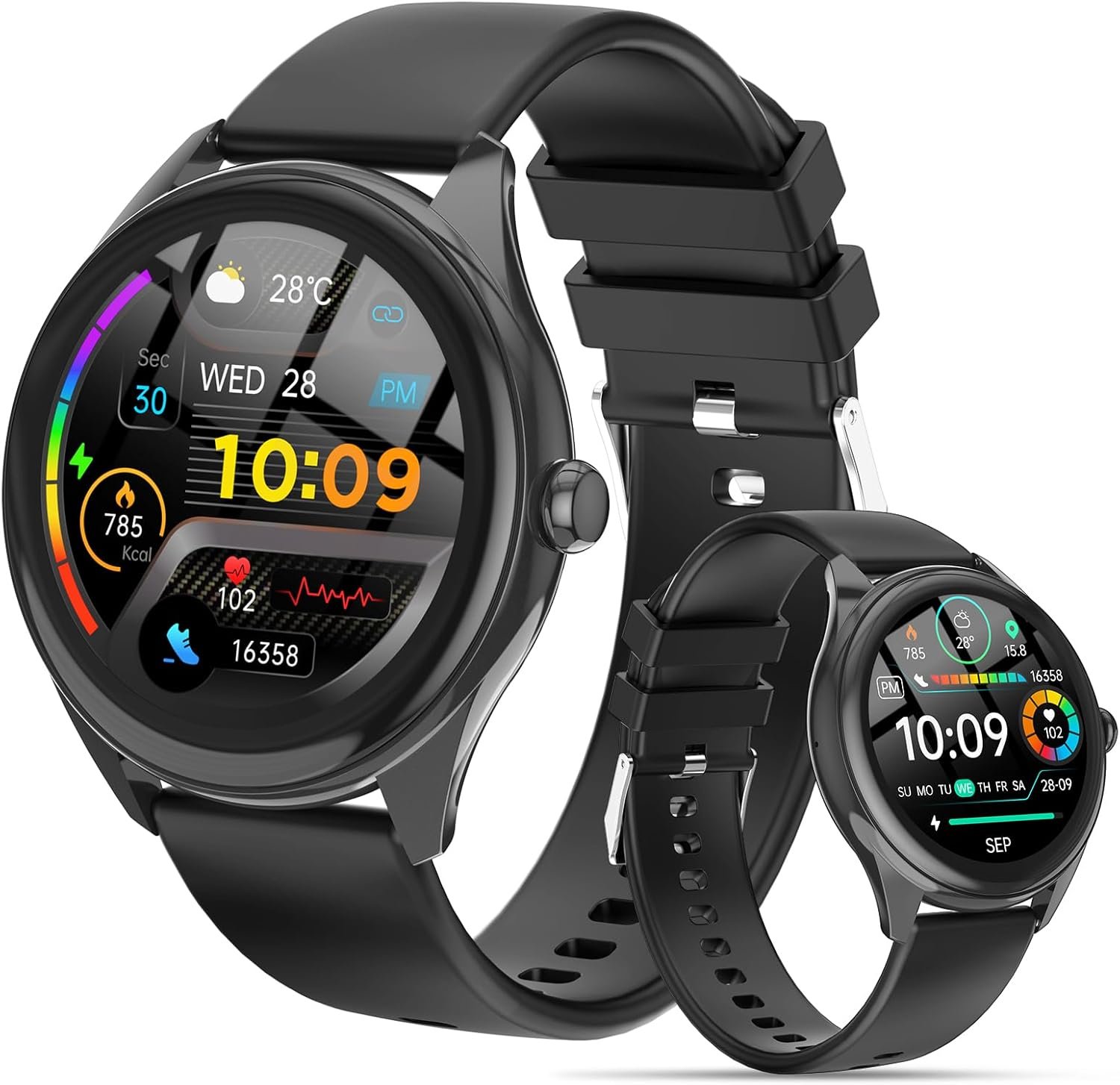 71fJ1wZK-HL._AC_SL1500_.jpg Smart Watch for Men, 1.39" HD Touchscreen Smartwatch with 120 Sports Modes, Alexa Built-in, Heart Rate/Sleep Monitor, Bluetooth Call & Music Control Fitness Watch for iPhone/Android - Image 1
