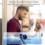 PEFUPEW Wireless Earbuds, Bluetooth 5.4 Headphones, ENC Noise Cancelling Mic Ear Buds with Stereo Bass, 40H Playtime Earphones, LED Display, Blue - Image 5