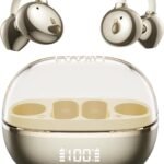 Open Ear Clip on Earbuds Bluetooth Headphones Wireless Ear Buds | Bluetooth 5.4 LED Digital Display IPX5 Waterproof HiFi Stereo 36H Playtime Comfortable Lightweight