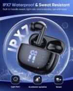 ZIUTY Ear Buds Wireless Earbuds, Bluetooth Headphones 5.4 with 4 ENC Noise Cancelling Mic, 48H Playtime LED Display, IPX7 Waterproof, Deep Bass Stereo Headphones for Sports Workout, Black - Image 7