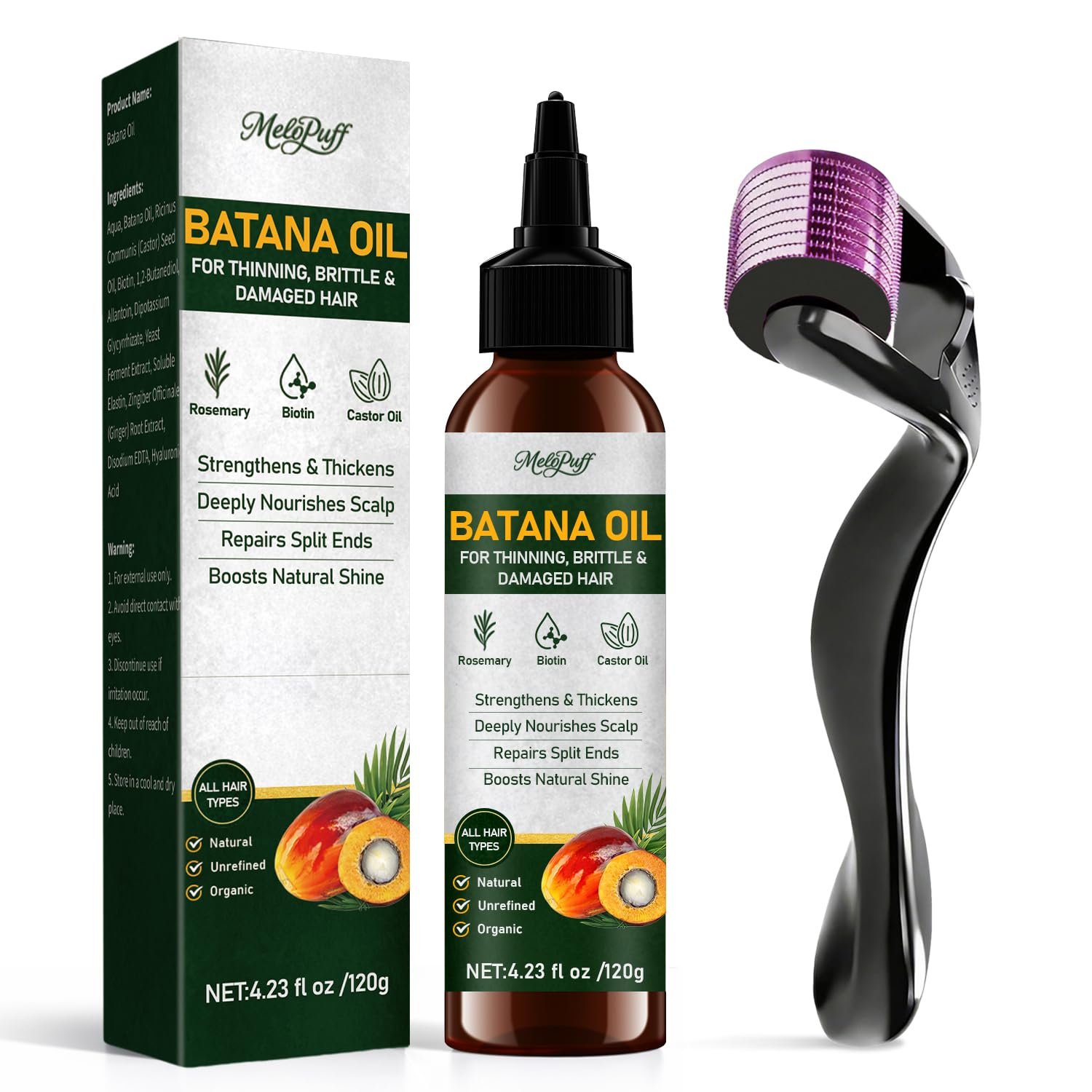 71ld8kMAvTL._SL1500_.jpg Batana Oil for Hair Growth with Rosemary, Biotin & Castor Oil, Hair Growth Oil for Thinning Hair & Hair Loss, Deep Nourishing Scalp Repair, Repair Damaged Hair & Split Ends, For Women & Men, 4.2 oz - Image 1