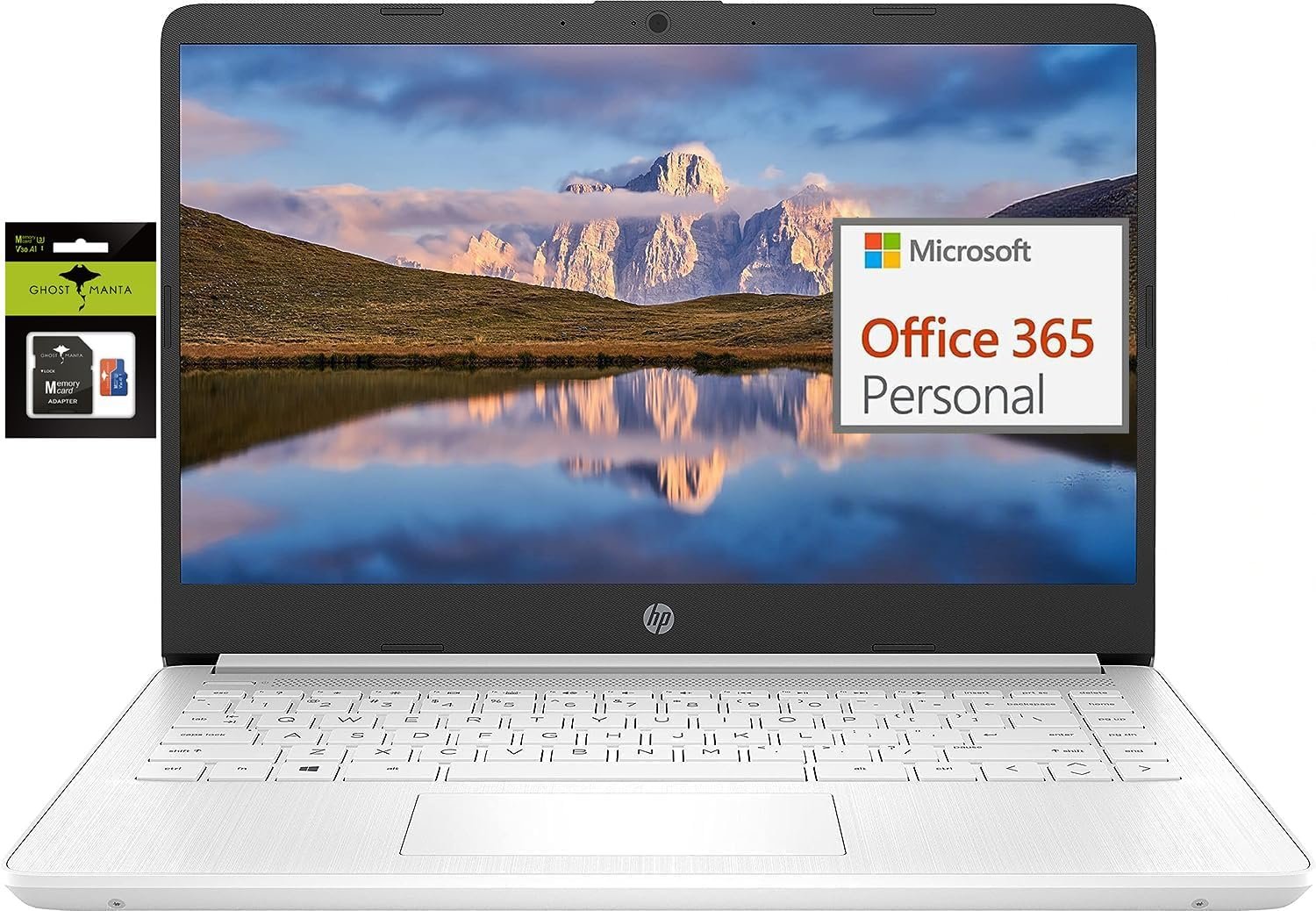 71pC5a07lyL._AC_SL1500_.jpg HP 14" Ultral Light Laptop for Students and Business, Intel Quad-Core, 8GB RAM, 192GB Storage(64GB eMMC+128GB Ghost Manta SD Card), 1 Year Office 365, USB C, Win 11 S - Image 1