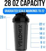 VELOMIX 2 Pack 28oz Protein Shaker Bottle for Protein Mixes, Black/Transpar | 2x Wire Whisk, Leak Proof Shaker Cups for Protein Shakes, Stackable, Dishwasher safe, BPA free, Pre Workout and Fitness ready - Image 3