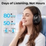 havit Hybrid ANC Wireless Headphones, Over Ear Bluetooth Headphones with Hi-Res Audio, Spatial Sound, 80H Battery, 5-Mic ENC Calls, Metal-Accent Foldable Design - Image 3