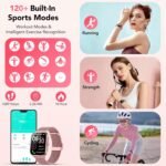 Smart Watch for Women, Answer/Make Call/AI Voice,1.85" HD Smartwatch Compatible for iPhone/Samsung/Android,120+Sport Modes Fitness Tracker with Heart Rate/Sleep Monitor, IP68Waterproof (2 Bands) - Image 4