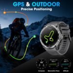 Joautrial Military Smart Watch for Men with GPS, 1.43" AMOLED Bluetooth Call, LED Flashlight, Rugged Tactical Watch for Android iOS, 3ATM Waterproof Fitness Tracker with Heart Rate Pedometer (Black) - Image 2