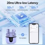 Wireless Earbuds, Bluetooth 5.4 Headphones HiFi Stereo with 4 HD Mic, 50H Playtime Bluetooth Earbuds with Dual LED Display, IPX7 Waterproof Wireless Earphones, Touch Control Ear Buds,USB-C, Purple - Image 4