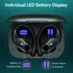 Active Noise Cancelling Ear Buds Wireless Earbuds 80H Playtime Bluetooth Headphones with LED Display Case, Hi-Res Audio Clear Calls Earphones with Over Ear Hooks for Running Gym Workout Travel Black - Image 6