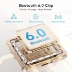 Bluetooth 6.0 Over Ear Headphones, 50H Playtime with Volume-Linked Vibration for Deep Bass, USB-C Audio & Mic, White Noise & Auto-Off Timer, Lightweight for Music Lovers, Sleep, Work -Blue - Image 6