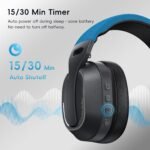 Bluetooth 6.0 Over Ear Headphones, 50H Playtime with Volume-Linked Vibration for Deep Bass, USB-C Audio & Mic, White Noise & Auto-Off Timer, Lightweight for Music Lovers, Sleep, Work -Blue - Image 3