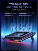 llano V12 Gaming Laptop Cooling Pad, RGB Laptop Cooler, Laptop Cooling Fan Stand with 5.5 Inch Powerful Turbofan, for 15.6-19in Laptop, Adjustable Speed, Dustproof, 3-Port USB Hub, Black (RGB) - Image 5