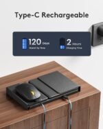 Foldable Keyboard and Mouse, Samsers Folding Bluetooth Keyboard Combo, 2.4G + BT5.0 x 2, Full-Size Portable Travel Keyboard & Rechargeable Wireless Mouse for Windows Android iOS Mac OS, Elegant Black - Image 7