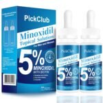 5% Minoxidil with Biotin for Men and Women – Hair and Beard Regrowth Serum, Unisex, Gentle, 2-Pack (Total 4.06 fl oz)