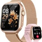 Smart Watches for Women,1.85" HD Smartwatch Fitness Trackers, with 2 Bands | 100+ Sports Mode/1000mAh Battery/Compatible iPhone or Android/Heart Rate/Sleep/Health Monitor/Answer/Make Call