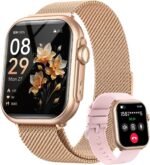 Smart Watches for Women,1.85" HD Smartwatch Fitness Trackers, with 2 Bands | 100+ Sports Mode/1000mAh Battery/Compatible iPhone or Android/Heart Rate/Sleep/Health Monitor/Answer/Make Call